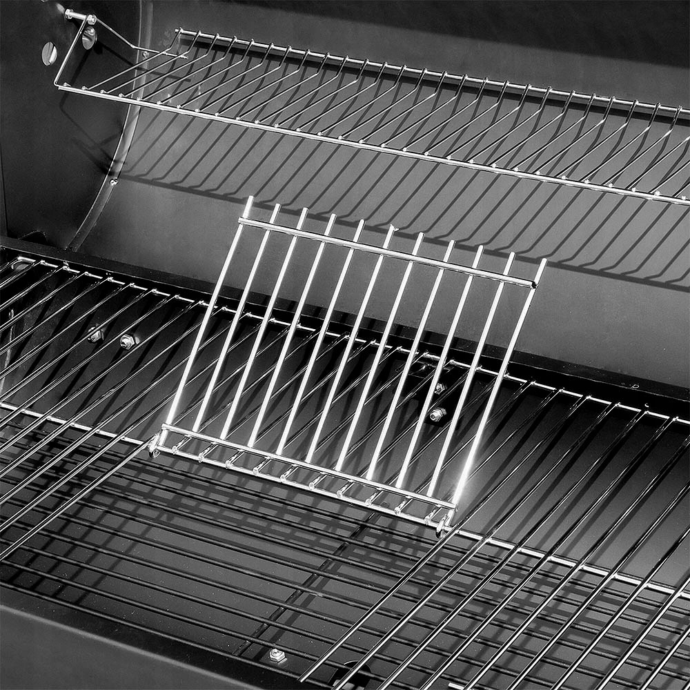 GRILL WĘGLOWY OGRODOWY Z POKRYWĄ ZAMYKANY STOŁOWY PRZENOŚNY BECZKA BBQ Szerokość grilla 112 cm