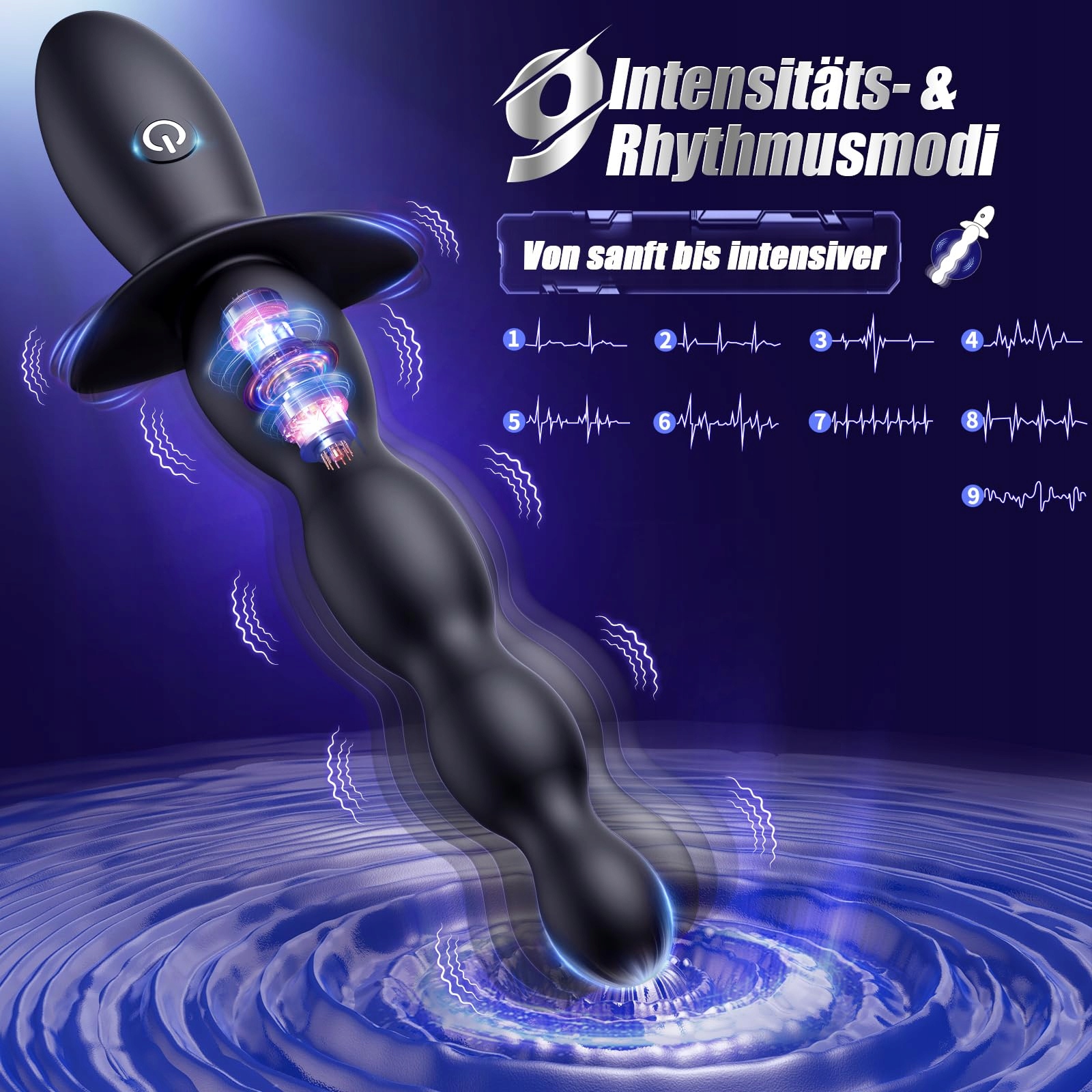 TAGNAFF Wibrator Analny Dildo Plug Dla Początkujących 9 Wibracji Prostata — miniatura 2