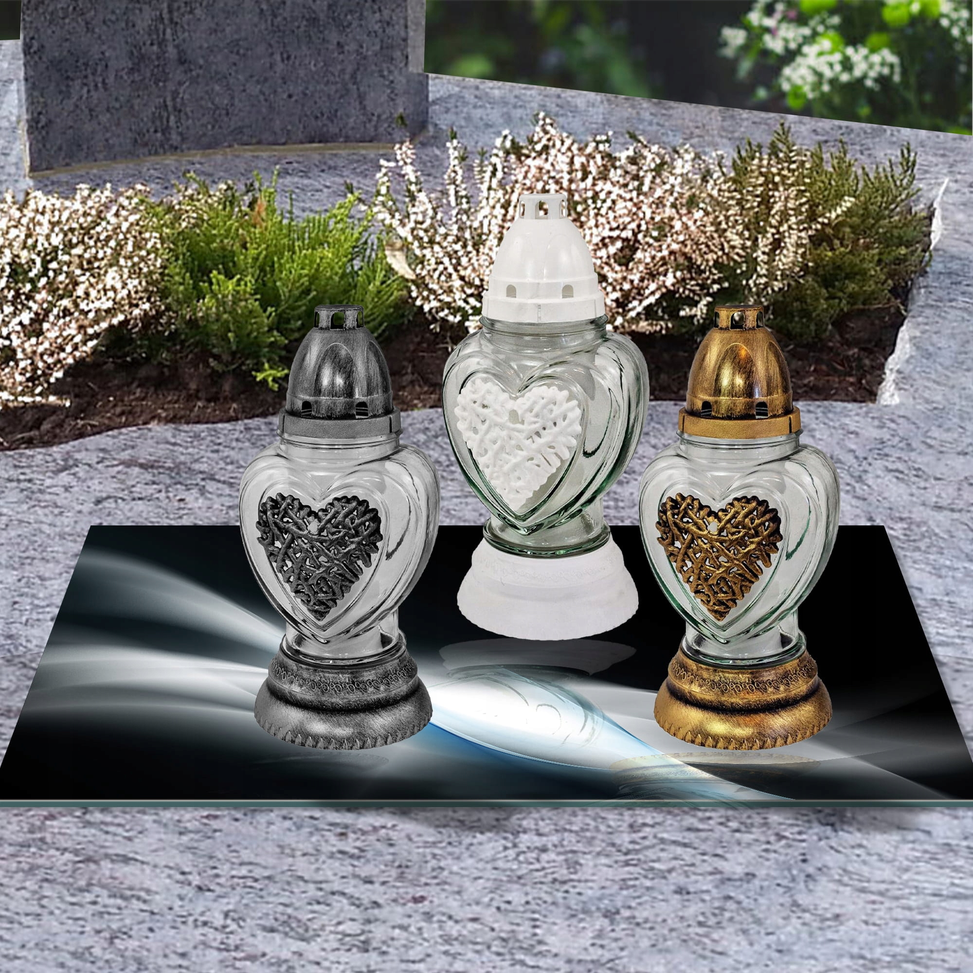 SZKLANA PODSTAWKA POD ZNICZE 60x20cm Popiel 125c Materiał szkło hartowane