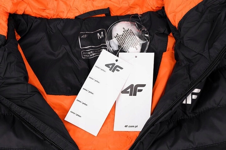 4F KURTKA MĘSKA PIKOWANA CZARNA CIEPŁA ZIMOWA Z KAPTUREM PUCHOWA ROZM. XL Kolekcja jesień 2024/25