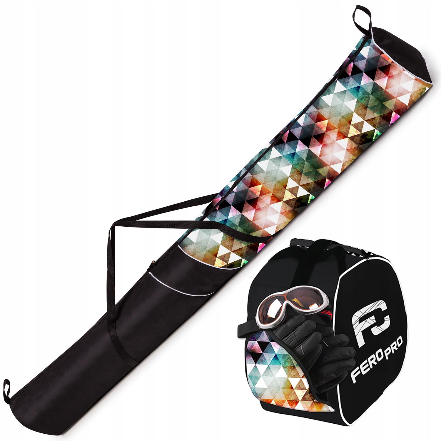 Sada Pouzdro Taška na lyže 170 Lyžařské hole Boty Brýle Helma Komplet [0]Fialka