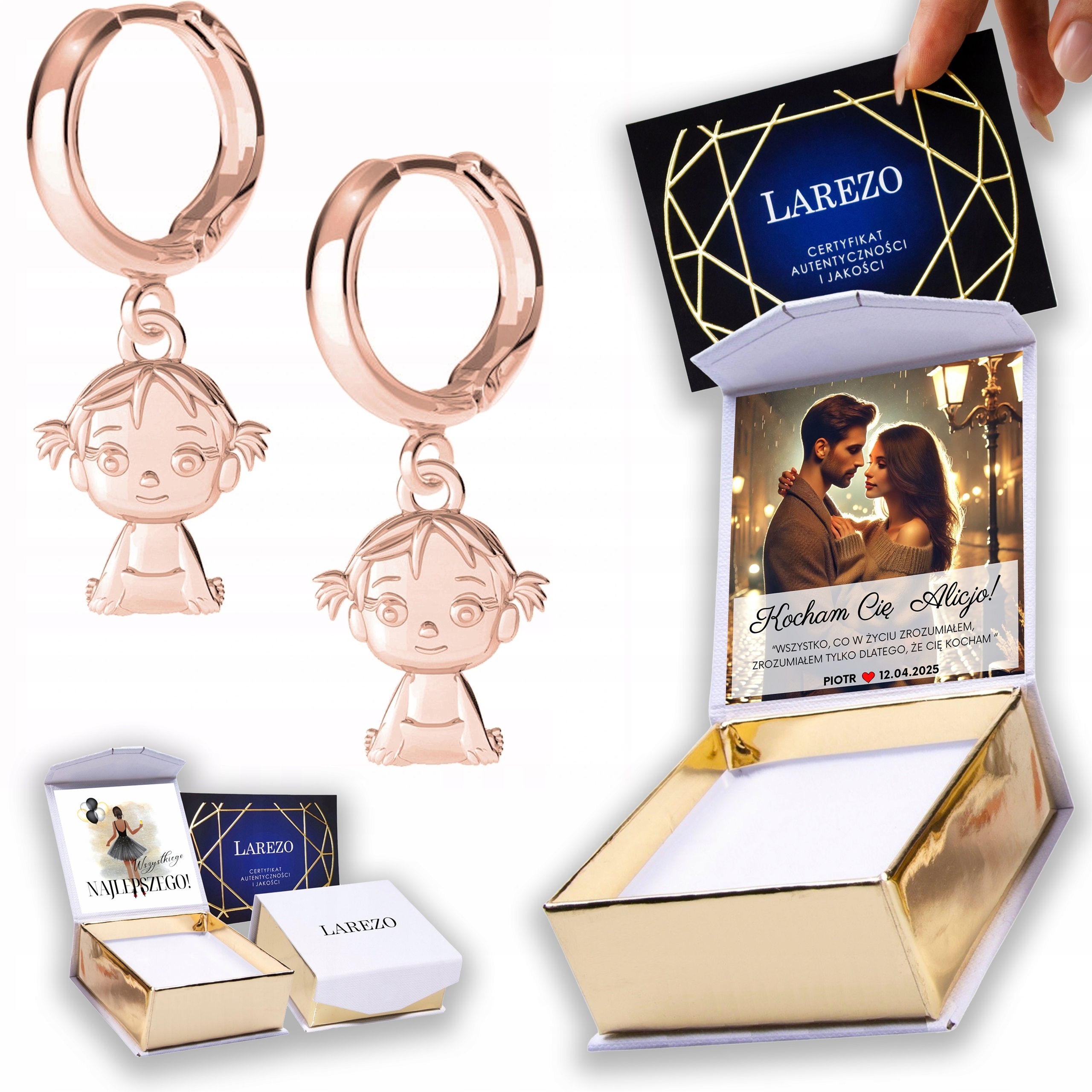 Náušnice Pozlacené 925 Dívky Rodina s Dívkou Potisk