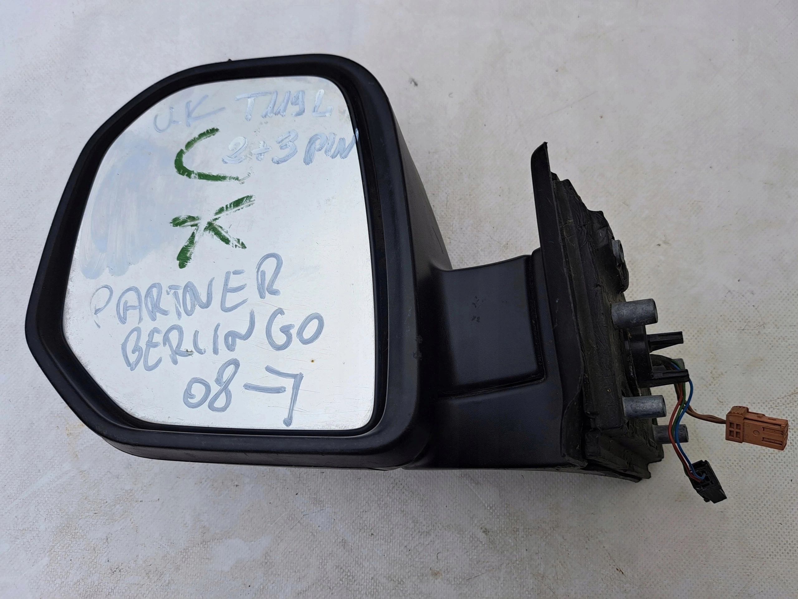 PEUGEOT PARTNE-> mirror left 2+3 PIN original