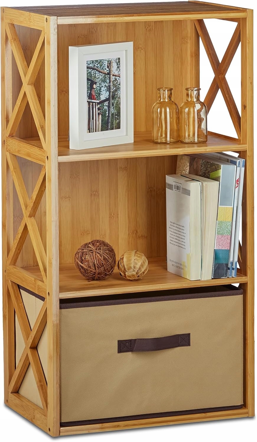 Bambusový Regál 3 Police Kôš 30 × 56 × 82,5 CM 1 Kus