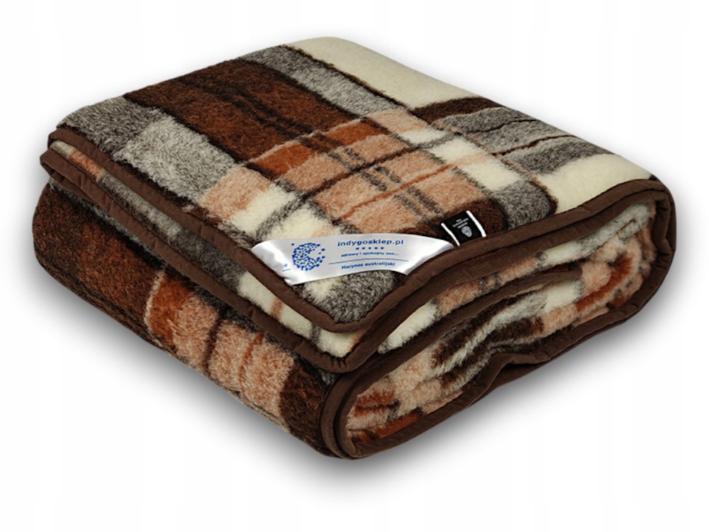 Vlněná deka 180x200 Merynos Australská mřížka s červeným proti revmatismu