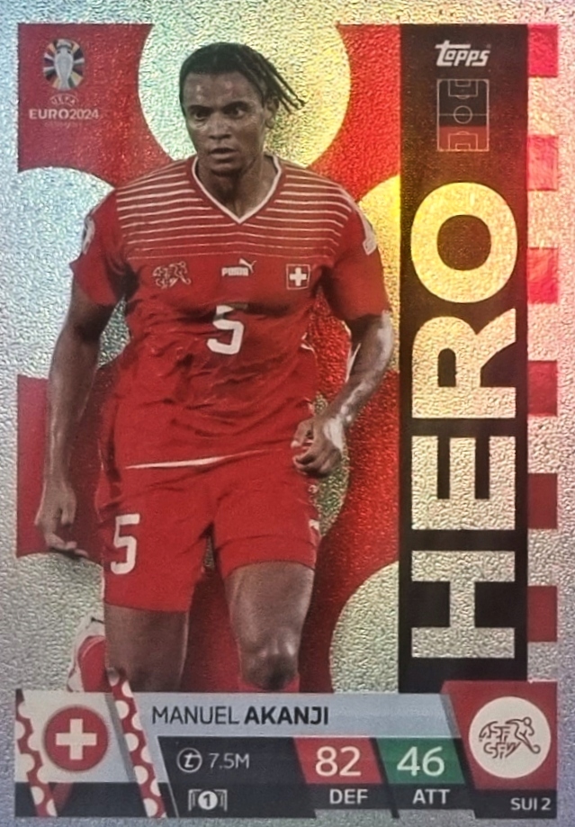Euro 2024 Topps Match Attax Hero Sui 2 Manuel Akanji