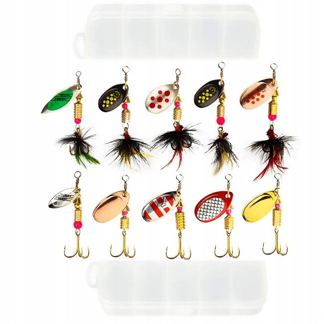 ZESTAW 10 BŁYSTEK OBROTOWYCH 3-7G MULTI-KOLOR SAHIDO SPINNERS KIT 10 Stan opakowania oryginalne