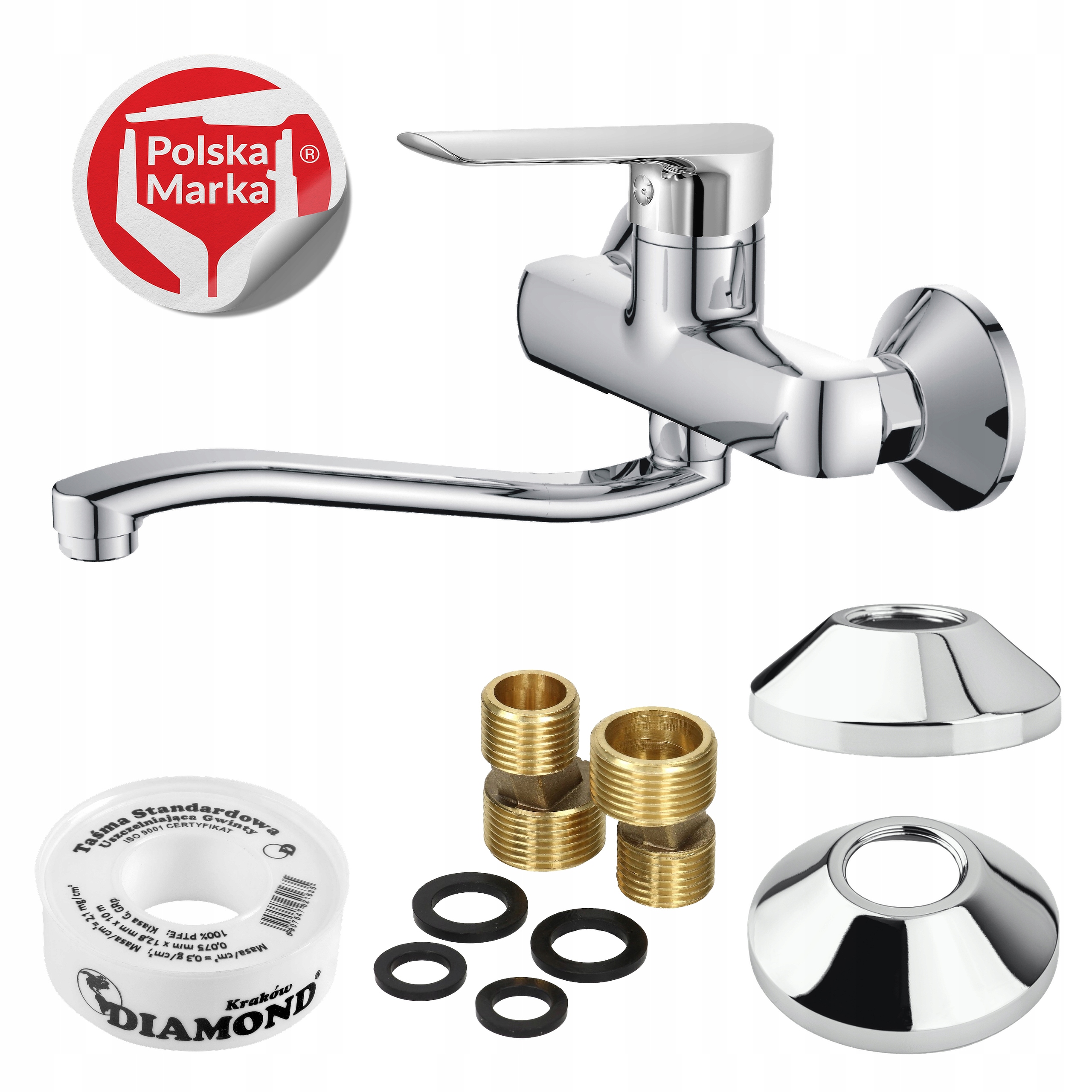 Kuchynský kohútik nástenná batéria do umývadla s otočným výtokom 30 cm, vodotesný