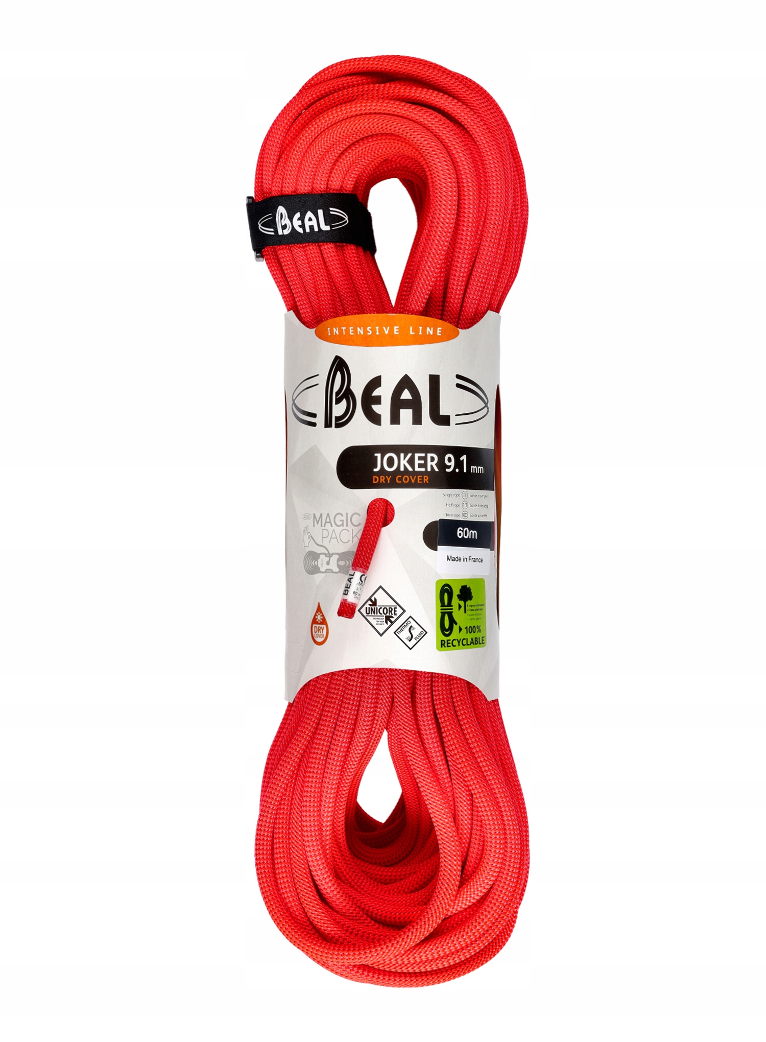 Dynamické lano Beal Joker 9,1 mm 60 m Unicore Dry Cover oranžová barva