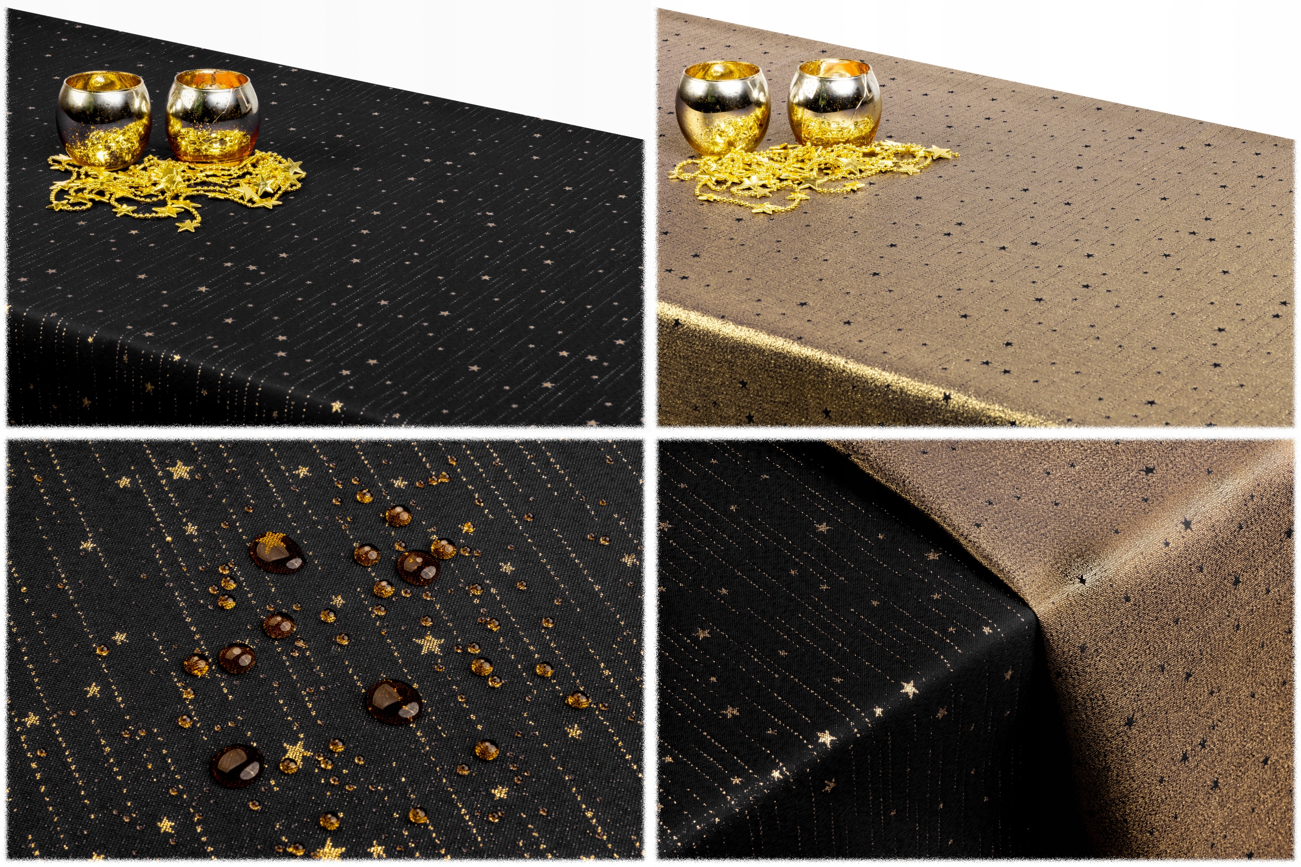 

obrus Dwustronny 140x380 Czarny milky way Złoty