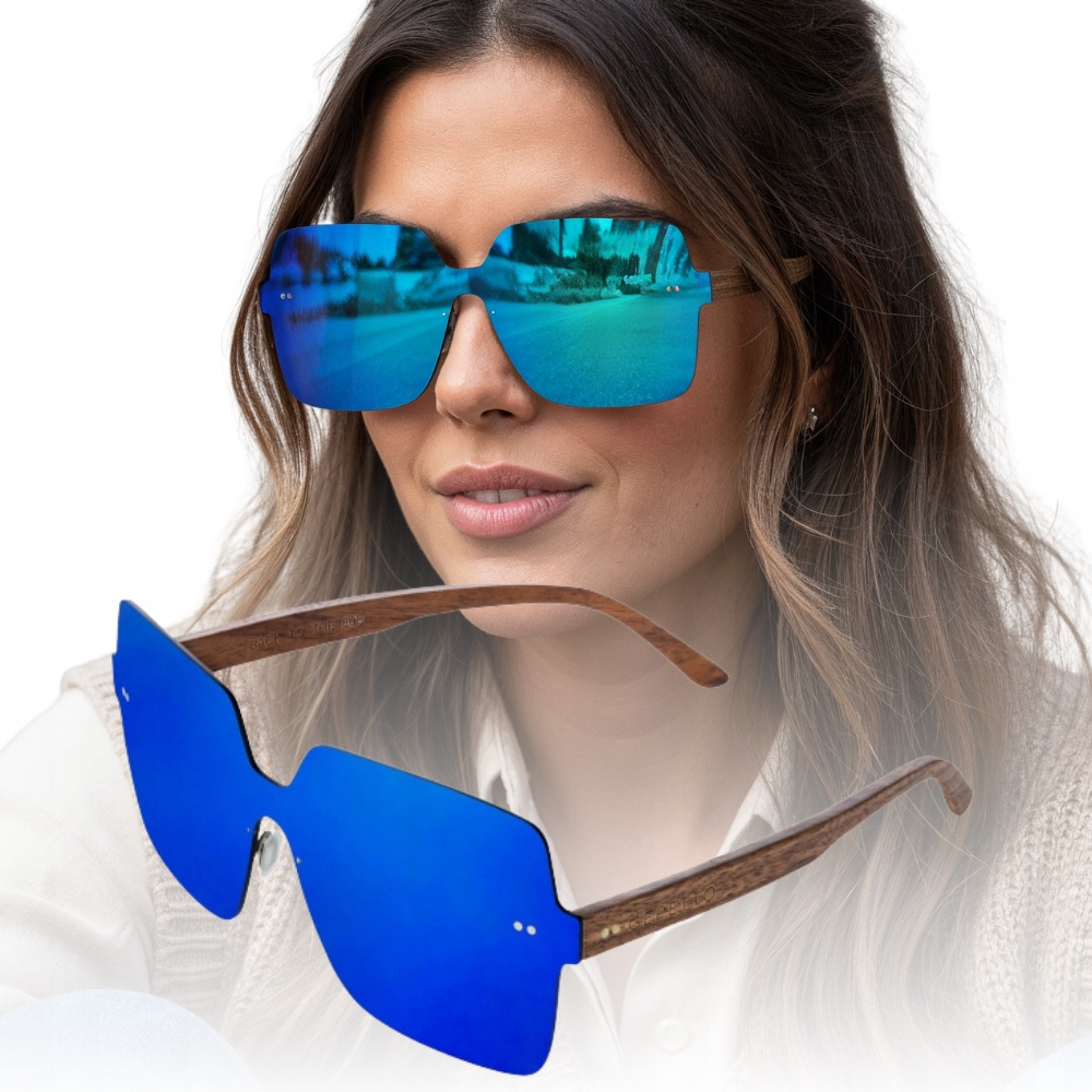 Okulary przeciwsłoneczne Gepetto Ofelia Navy z polaryzacją, oversize etui