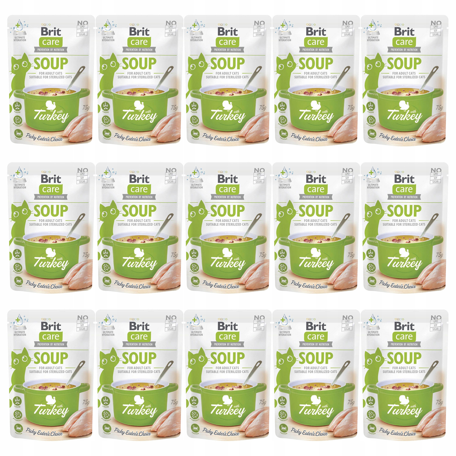 Brit Soup krmivo mokrá polévka pro kočky Krůta 15 x 75 g