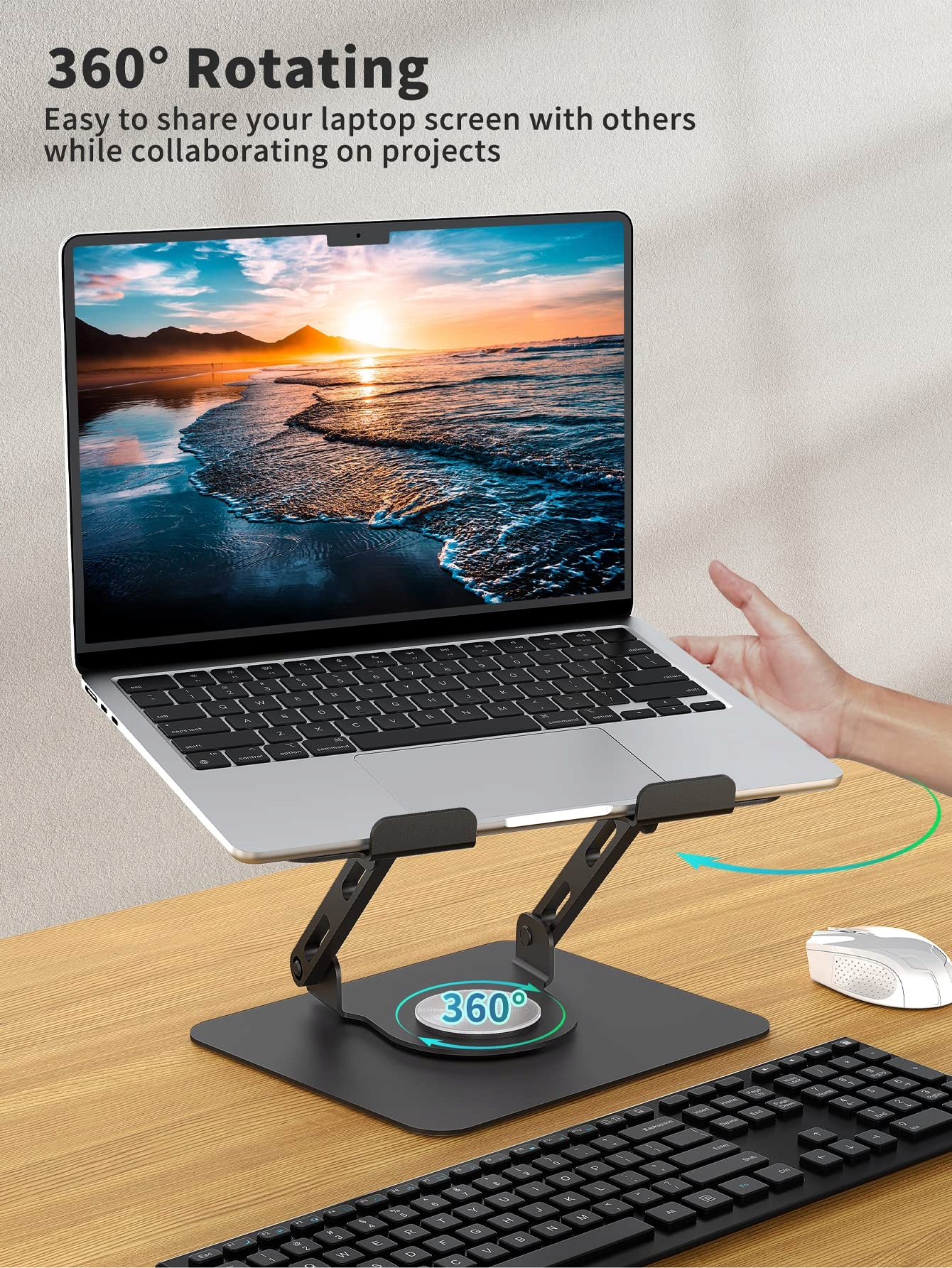 SOUNDANCE Podstawka Laptopa Obracana Ergonomiczna Regulowana Czarna — miniatura 2