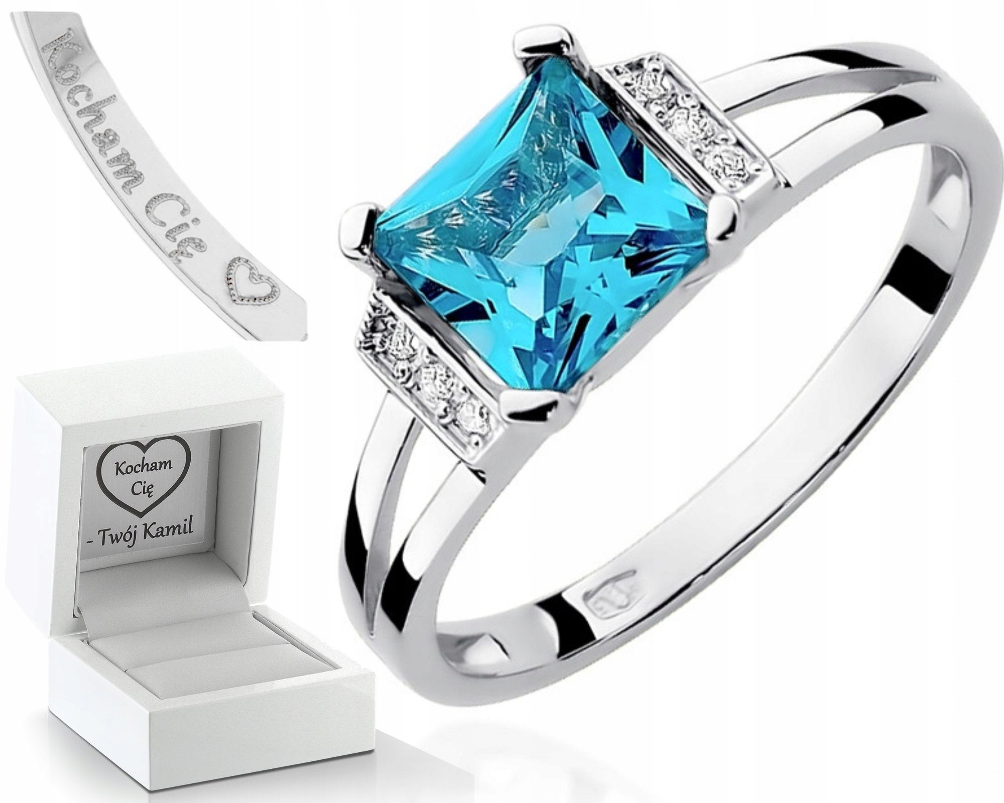 Prstýnek Topaz A Brilianty 585 Bílé Zlato