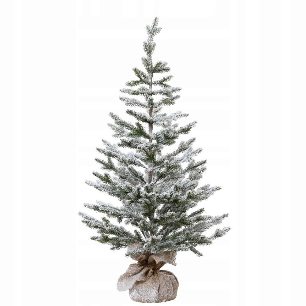 Vianočný stromček Mini zasnežený v jutovom ozdobnom obale, vnútorný, 120 cm