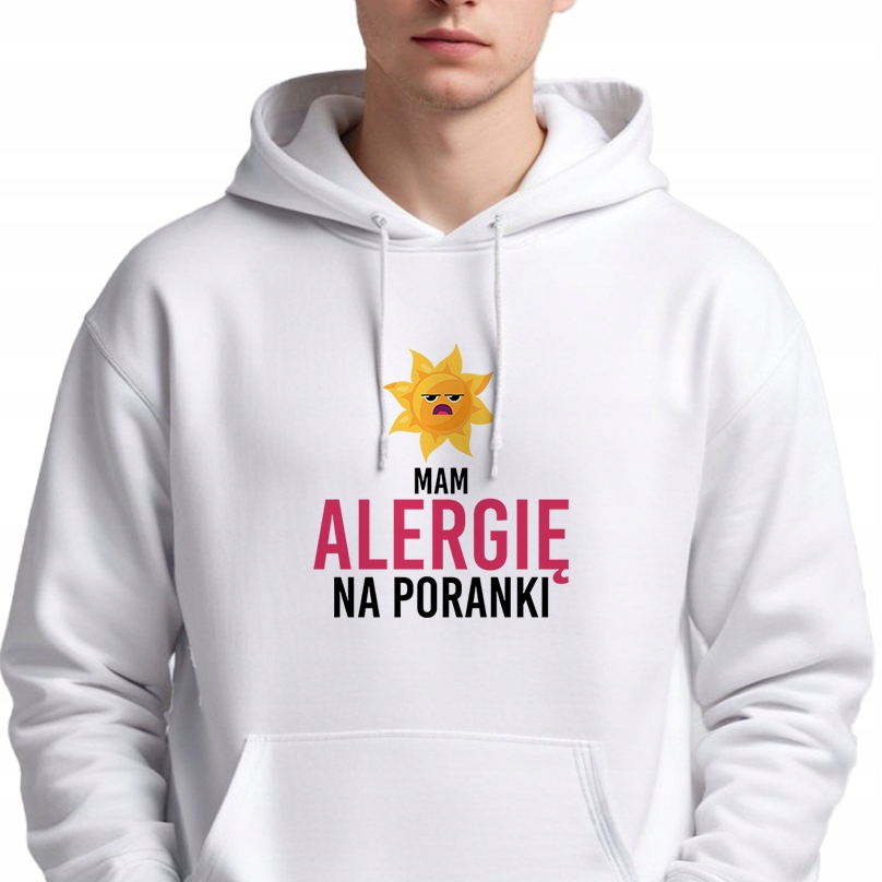 Mikina S Kapucí Pánská Bílá Dárek Do práce Alergie Na Ráno M