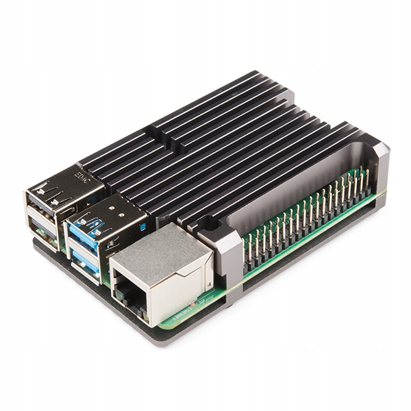 

Szary radiator pasywny do chłodzenia Raspberry Pi4