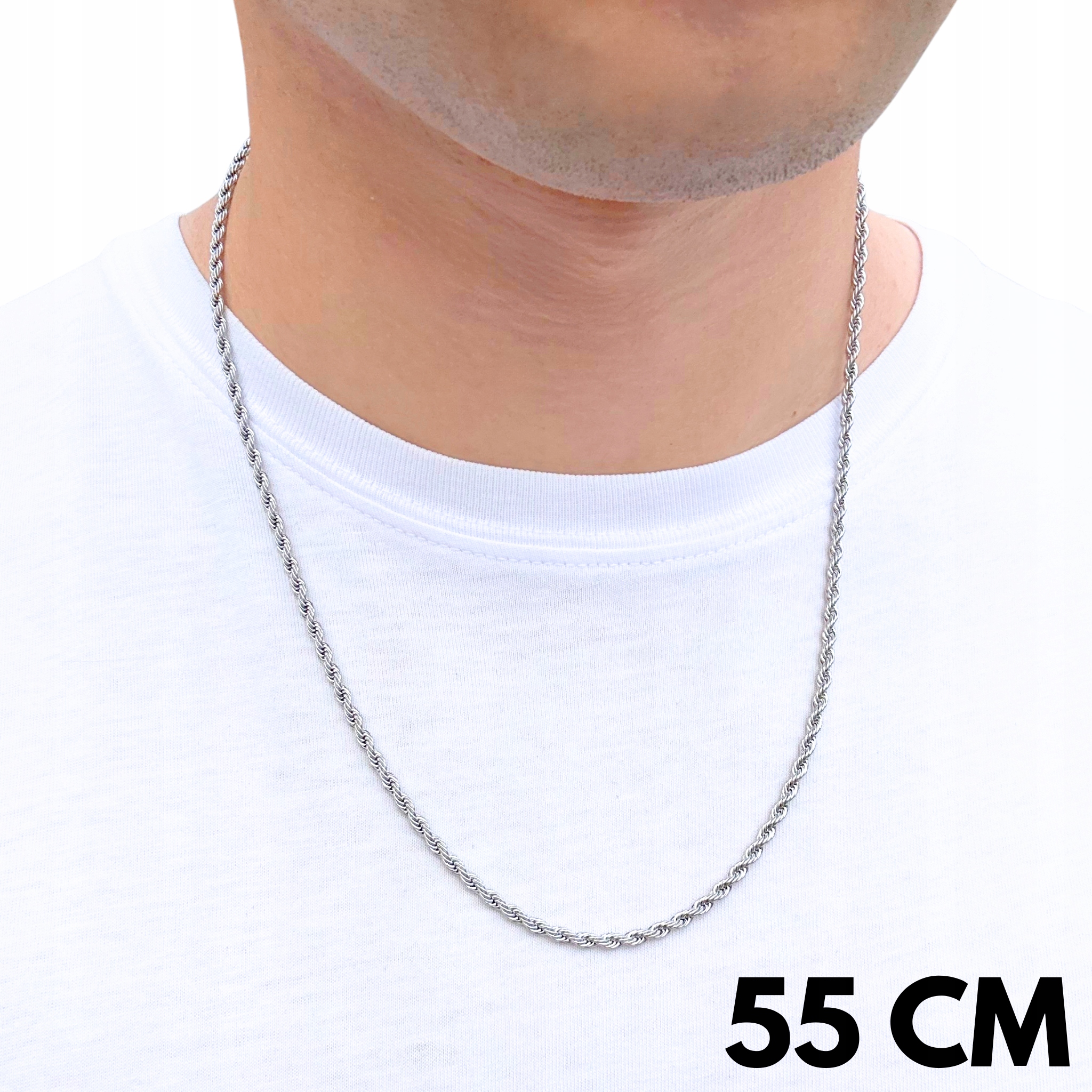 Pánský řetěz Rope Lano kroucený stříbrný 3mm Metini Ocelový Ocel