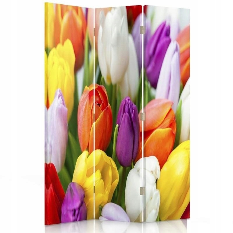 Obojstranný otočný paraván, Farebné tulipány 110x170