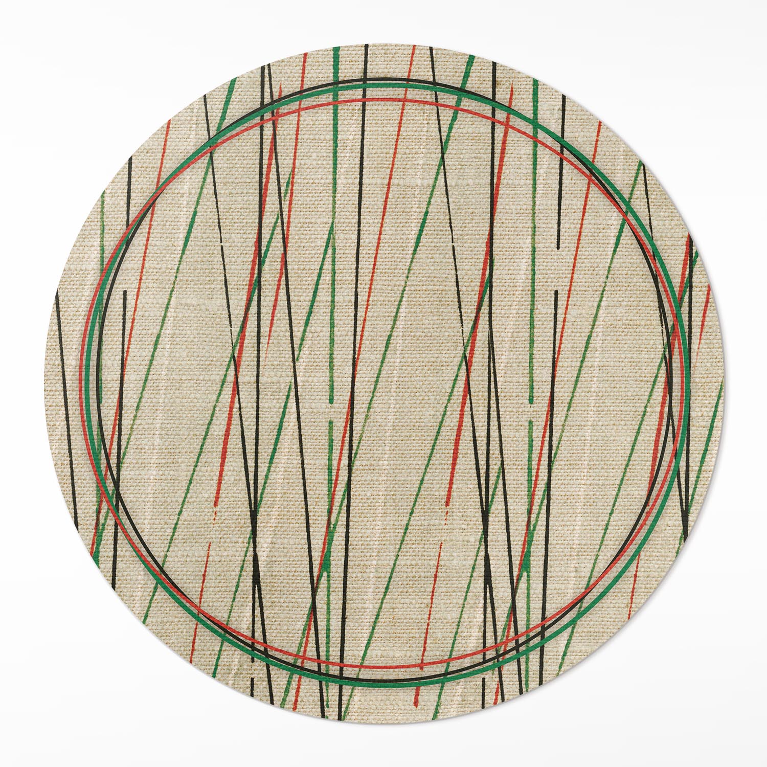 Okrúhly vinylový Behúň Loft Do kancelárie Farebné línie na tkanine ⌀ 140 cm