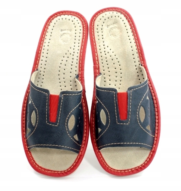 KLAPKI DAMSKIE KAPCIE SKÓRA PANTOFLE DOMOWE LACZKI