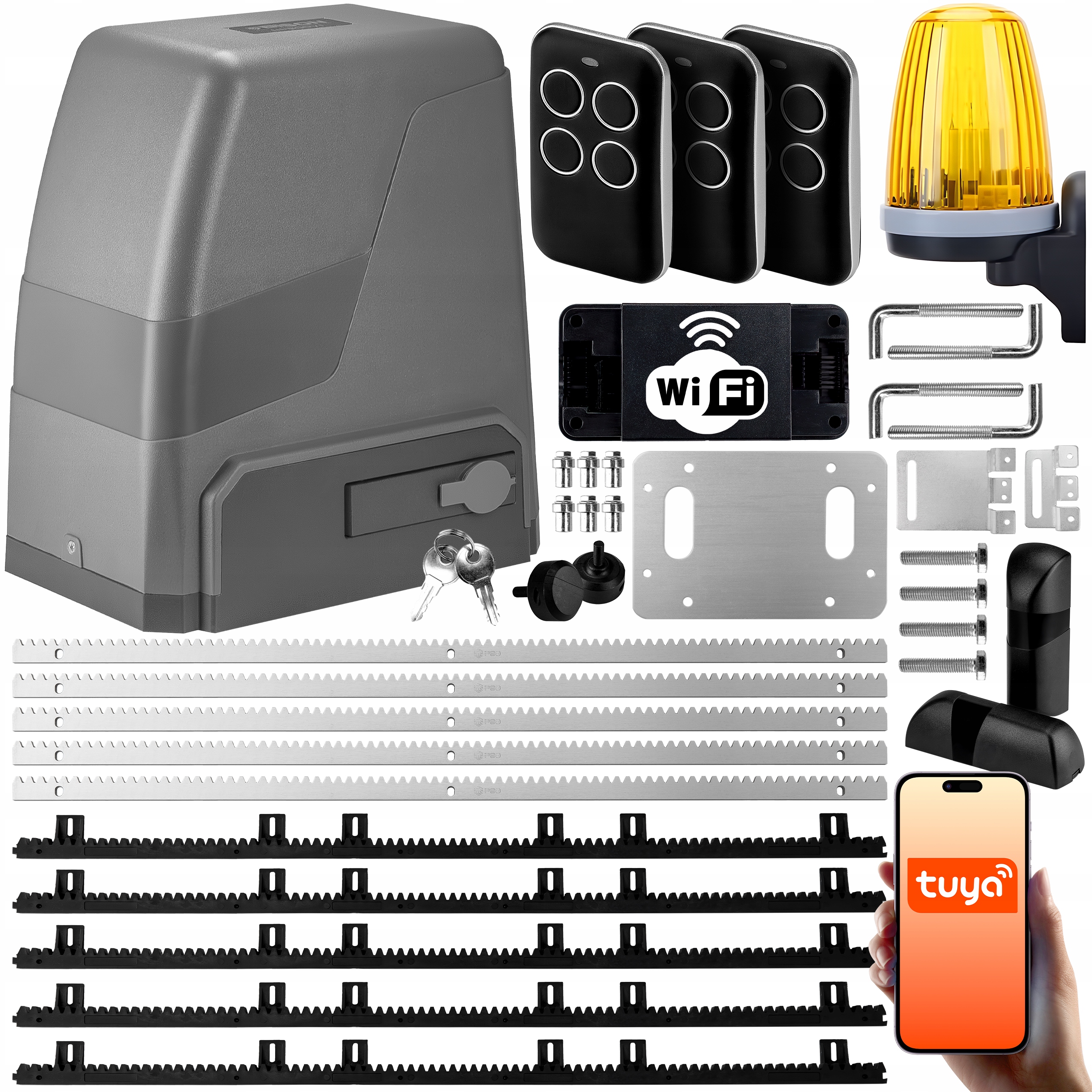 Napęd Automat Do Bram Przesuwnych do 800kg Piloty Listwy Lampa Zestaw