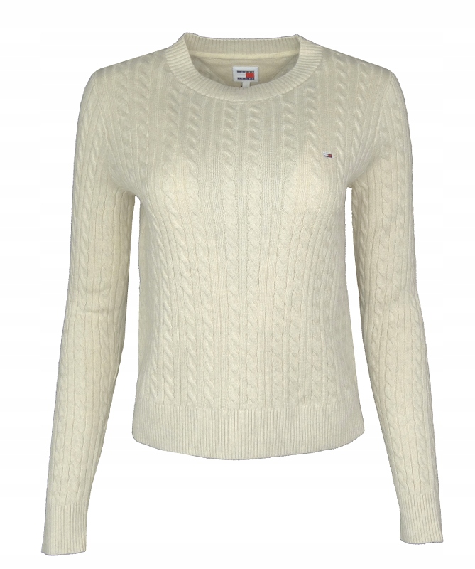 Tommy Jeans dámský bavlněný svetr s copánkem, béžový, Xs