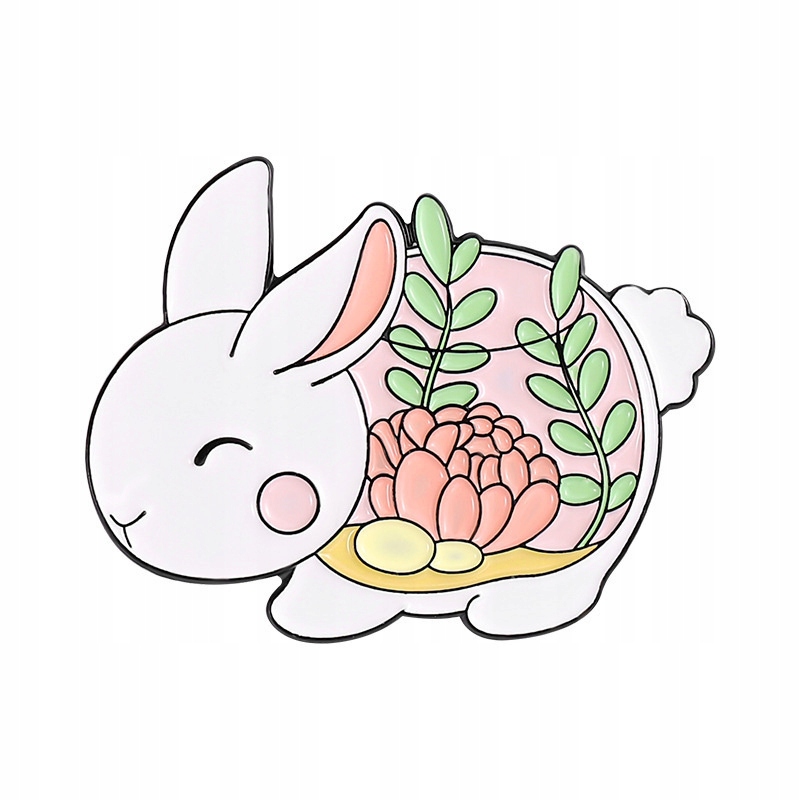 

Przypinka Metal Królik Bunny Z Kwiatkiem