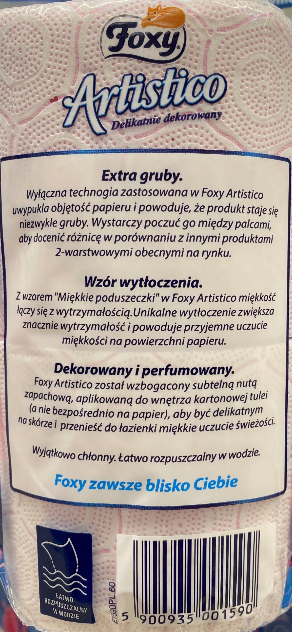 FOXY PAPIER TOALETOWY ARTISTICO 8 ROLEK RÓŻANY EXTRA GRUBY Marka Foxy