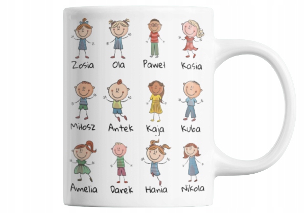 KUBEK PERSONALIZOWANY PREZENT UPOMINEK NA DZIEŃ NAUCZYCIELA IMIONA NAPISY Pojemność 330 ml