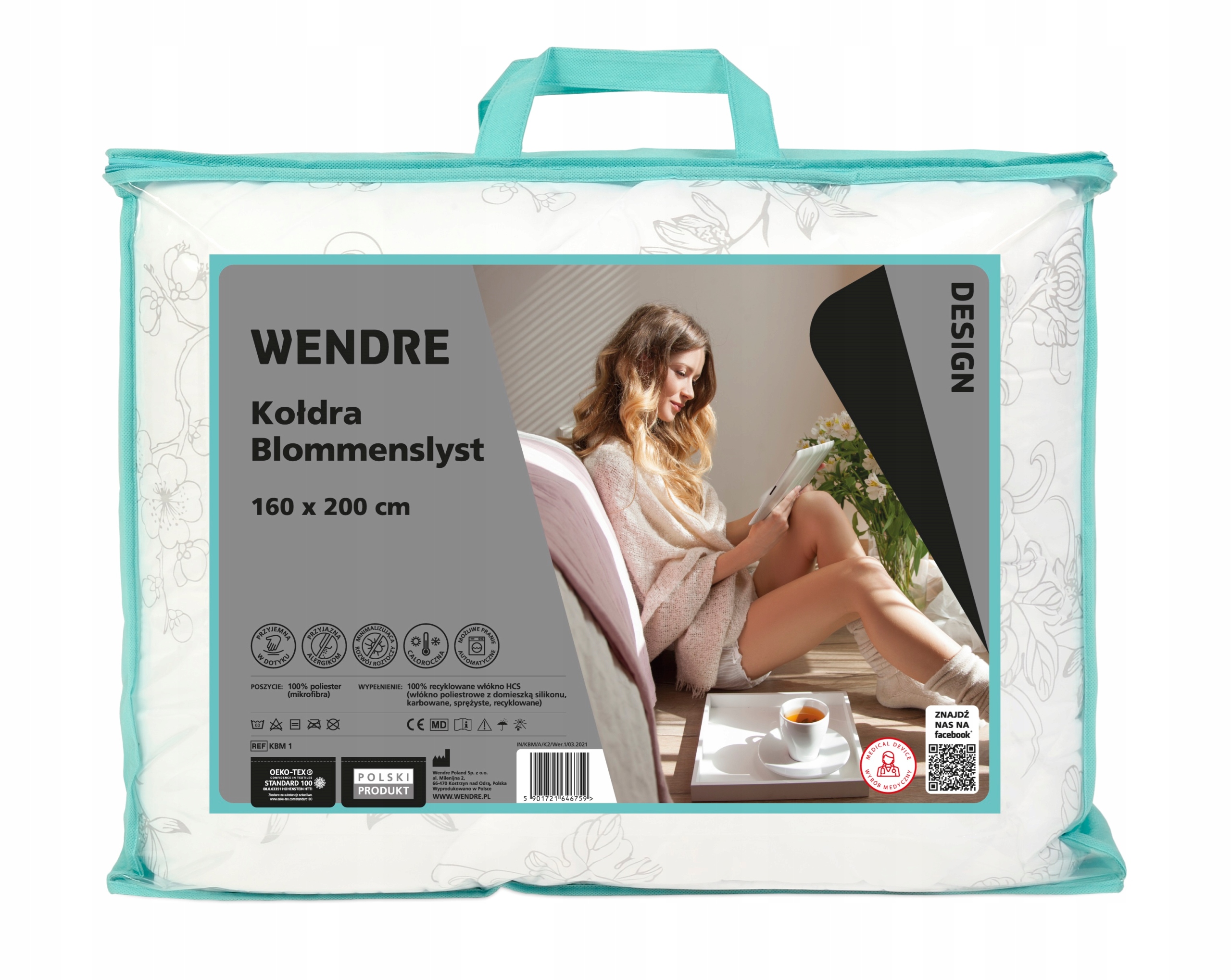 KOŁDRA ANTYALERGICZNA 160x200 CAŁOROCZNA Polska KWIATY Lekka i Ciepła Marka inna