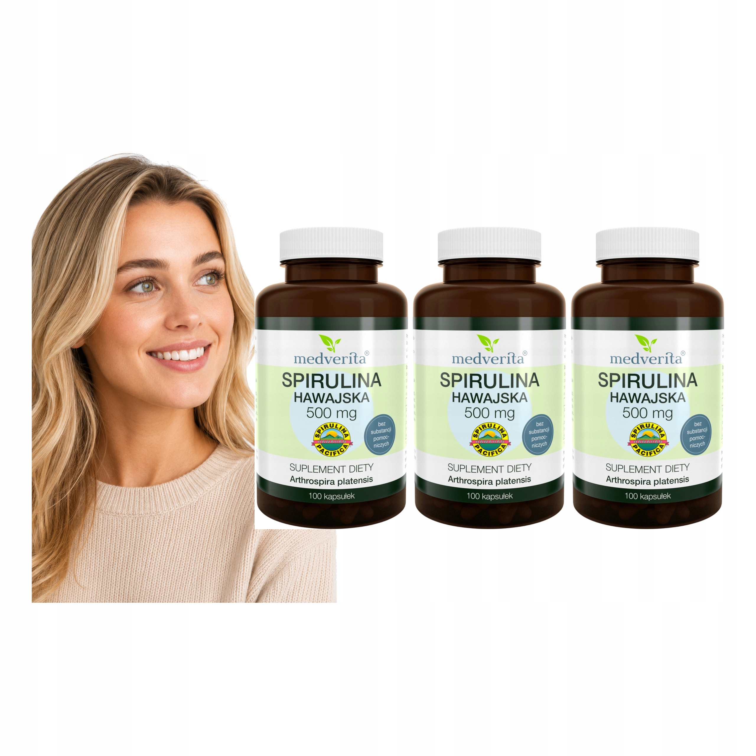 Medverita Spirulina Hawajska Pacifica 500 Mg Arthrospira Alga 100 Kaps 3x