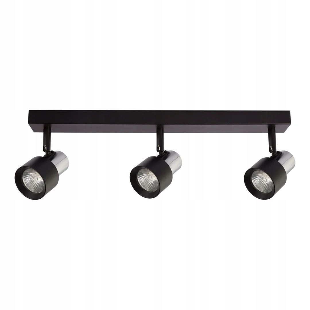 Stropní svítidlo trojitá černá chrom 3 reflektory nastavitelné 45 cm Milagro
