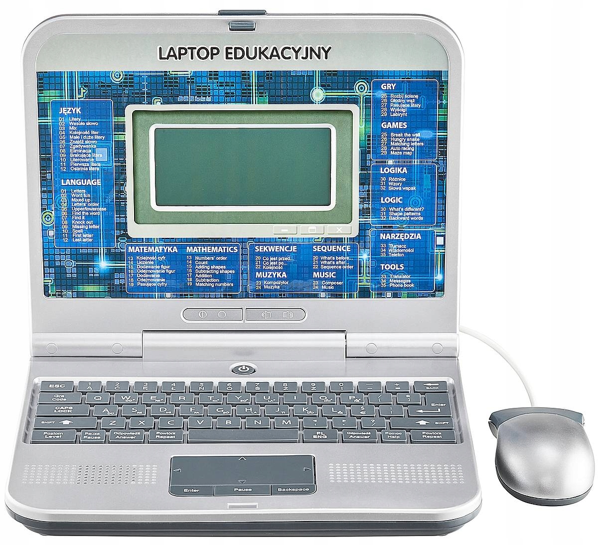 LAPTOP EDUKACYJNY DLA DZIECI PL/ANG 98 PROGRAMÓW Płeć chłopcy dziewczynki