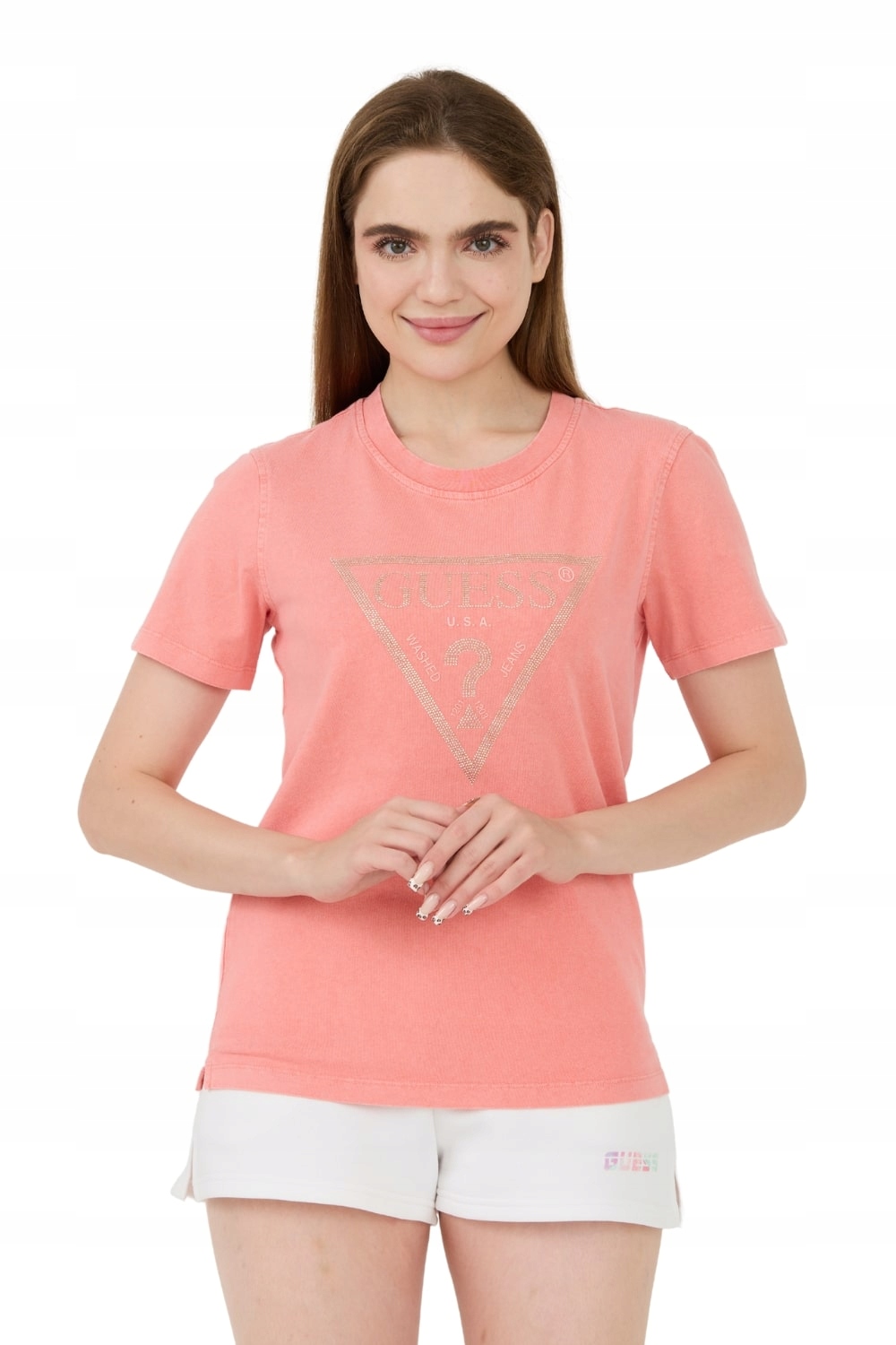 Guess Růžové tričko Vintage Logo M