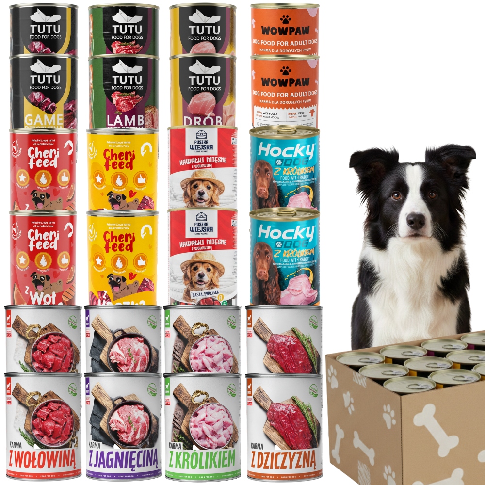 Levně Krmivo Pro Psa Vlhké Krmivo MIX Chutí Sada 24x400g Balíček 9,6kg Plechovka