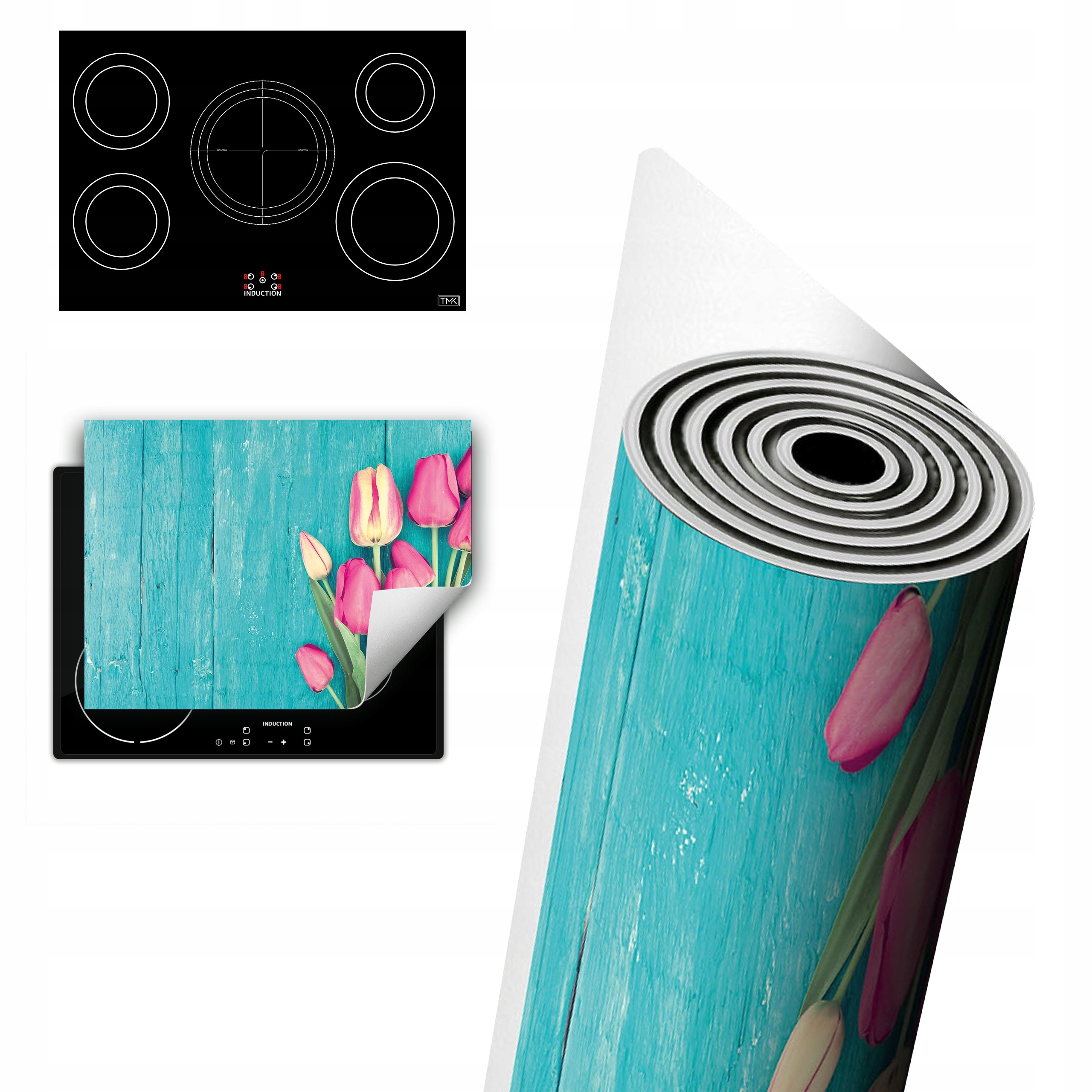 Vinylová Ochranná Deska Na Indukci 80x52 tulipány