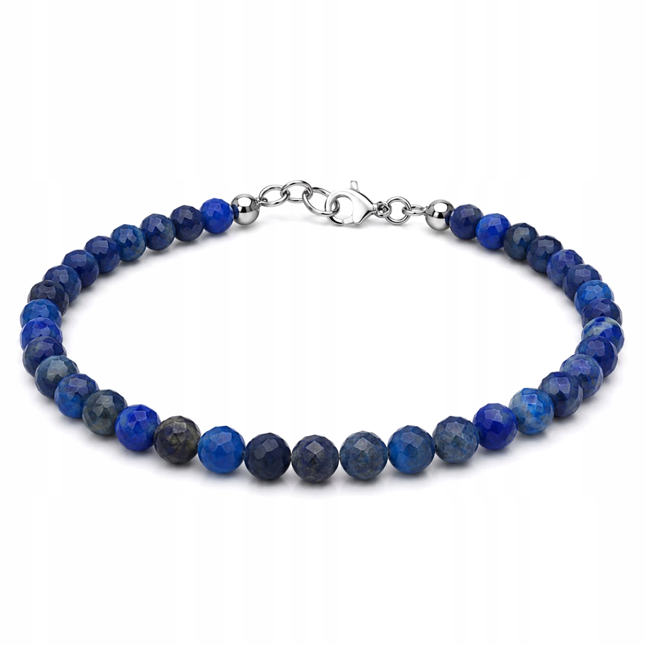 Náramek z přírodních kamenů Modrý Stříbrný Lapis Lazuli Stříbro 925