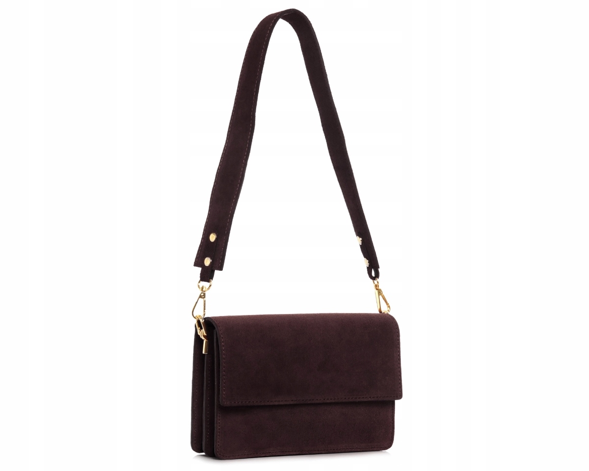 Italská Kožená Kabelka Přes Rameno Solome Ulla Hnědá Semišová Kufřík