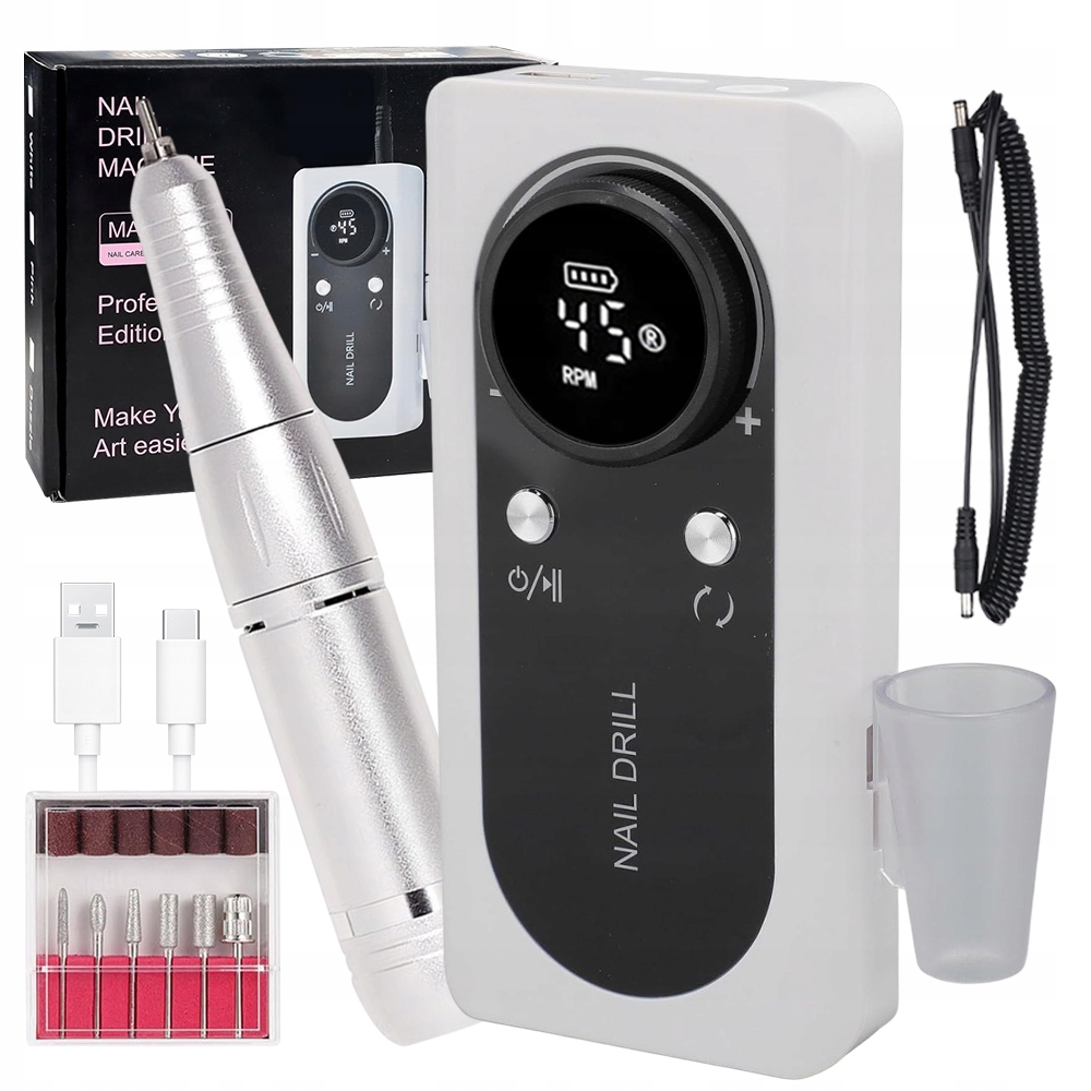 Bruska Na Nehty 45000 Ot/min S LCD Displejem Vydrží 2000 Mah