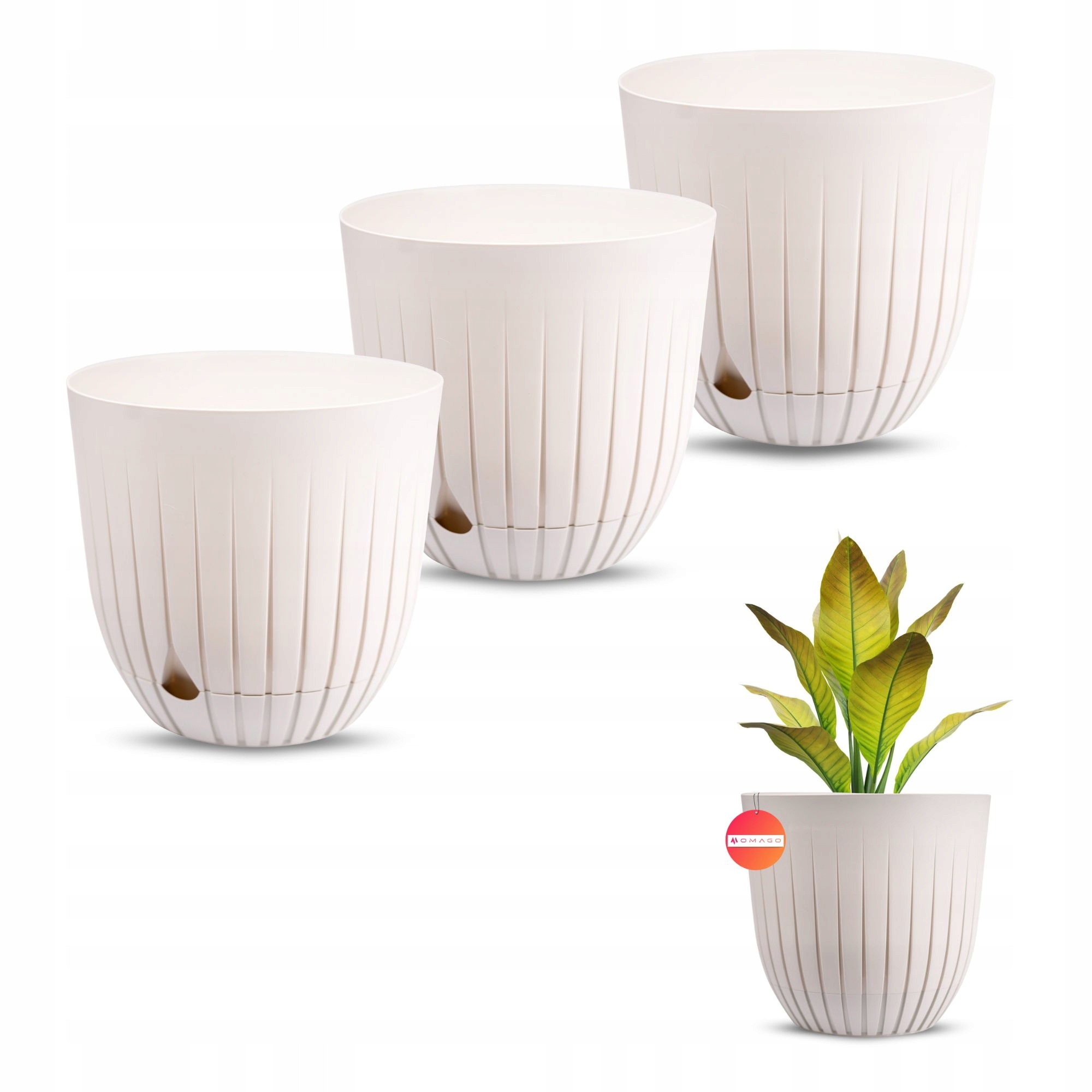 3 x Květináč Květináč Plastový Obal Na Rostliny Kulatý 26 cm Bílý