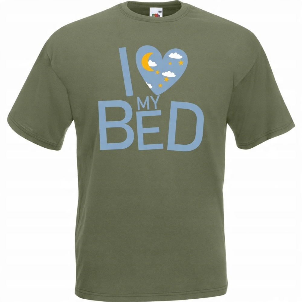

Koszulka I love my bed łóżko spanie XXL oliwkowa