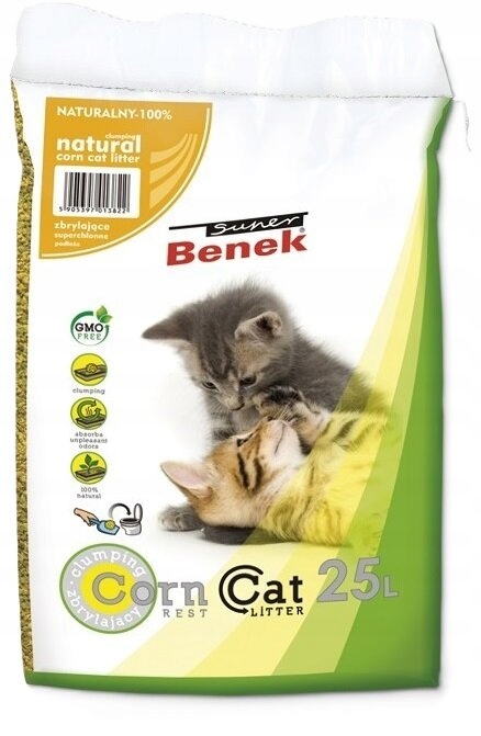 Levně Stelivo pro kočky Benek Corn Cat Classic Přírodní 17684 25 L