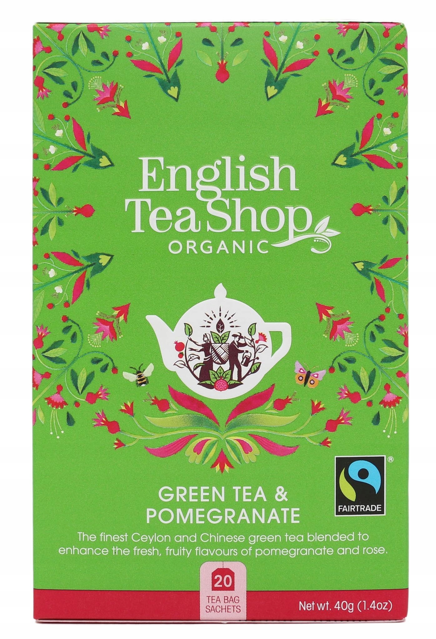 Levně English Tea Shop Čaj s granátovým jablkem (20x2) Bio 40 g