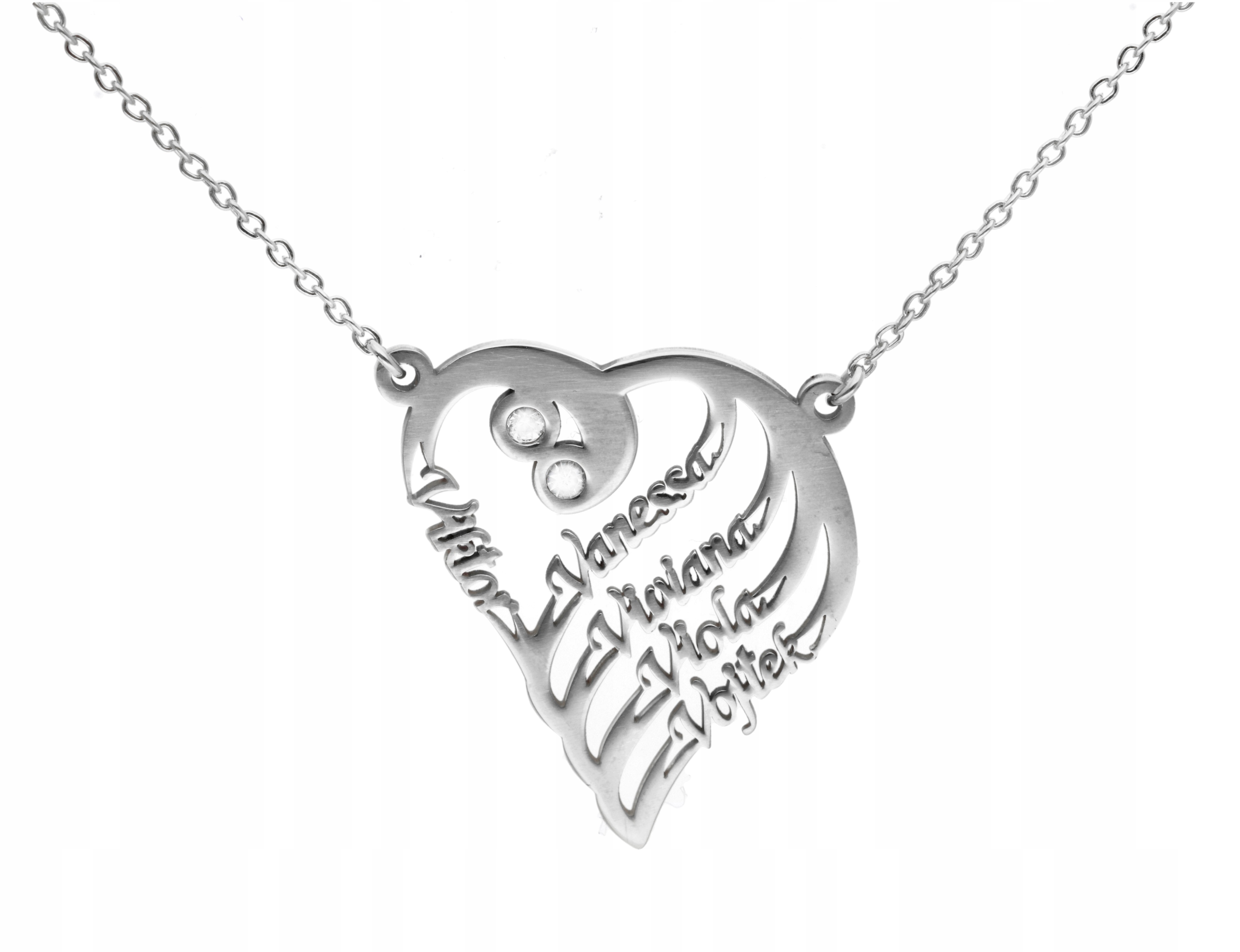 

Naszyjnik srebrny Serce z pięcioma imionami AG925