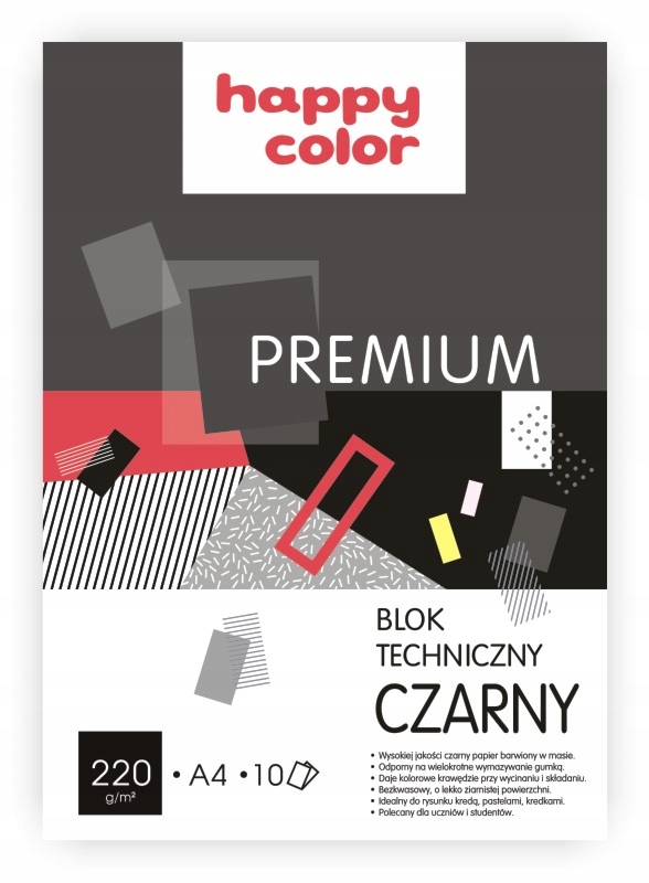 

Blok techniczny A4 Czarny 10k 220g Happy Color