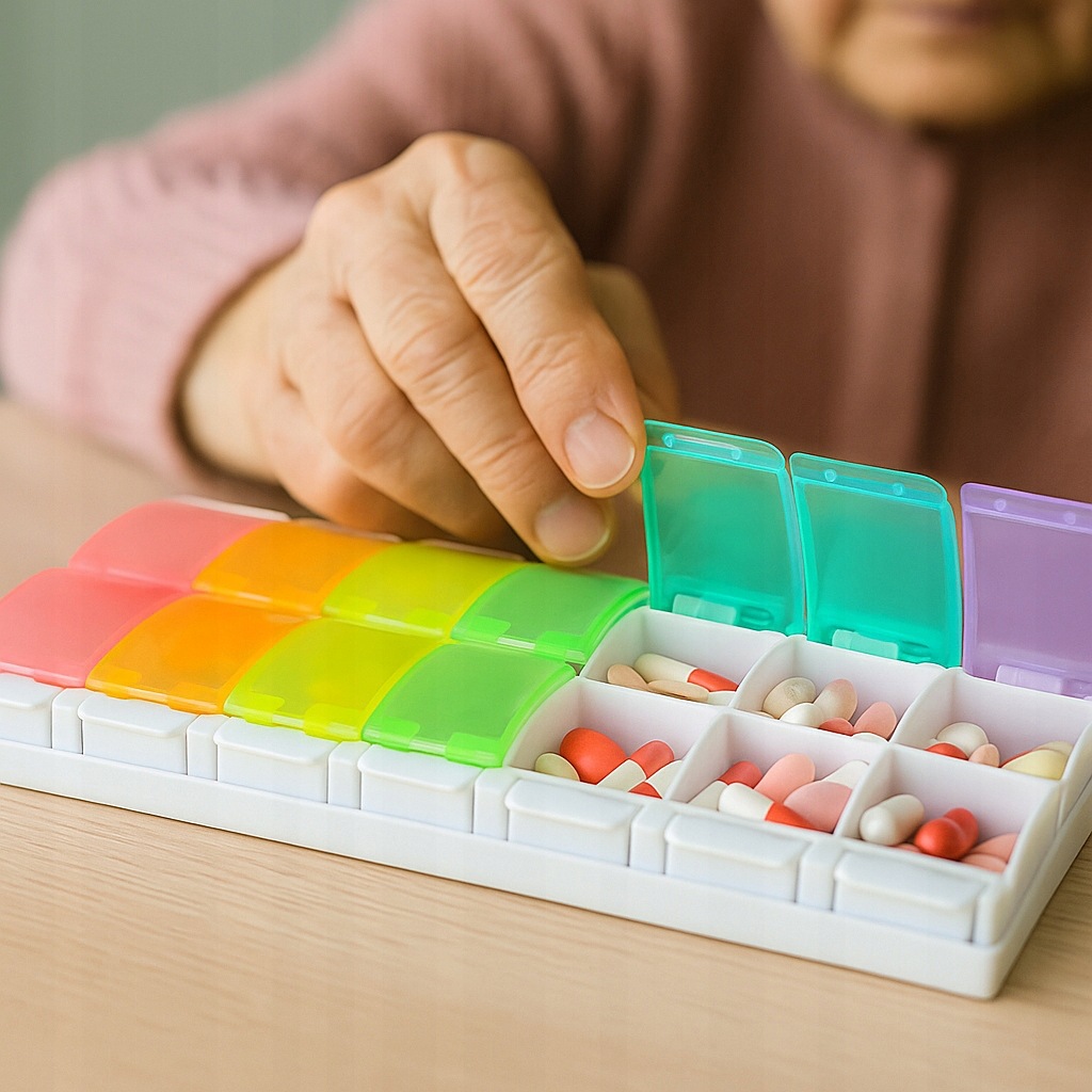 Pojemnik kasetka na leki 7 dni pudełko na tabletki 4 pory dnia organizer