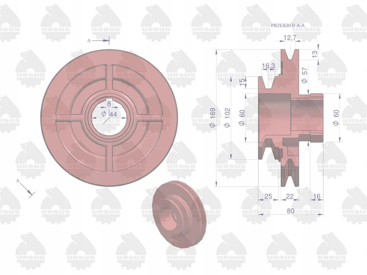 Koło pasowe wału korbowego C-330/328 ORYGINAŁ URSUS URSUS 42031020U Producent części Ursus