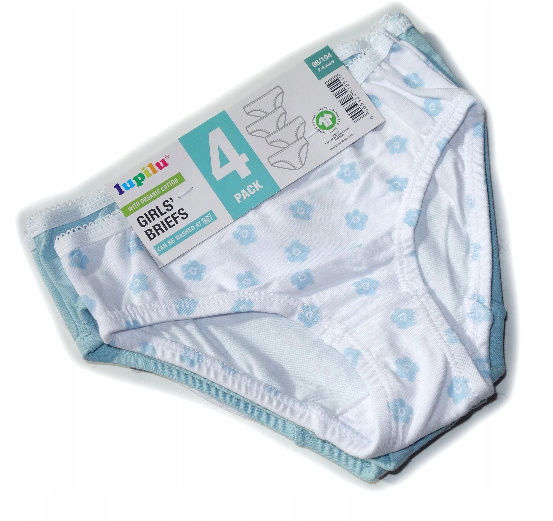 

4 Pack Majtki Figi Dziewczęce kwiatki blue 98/104