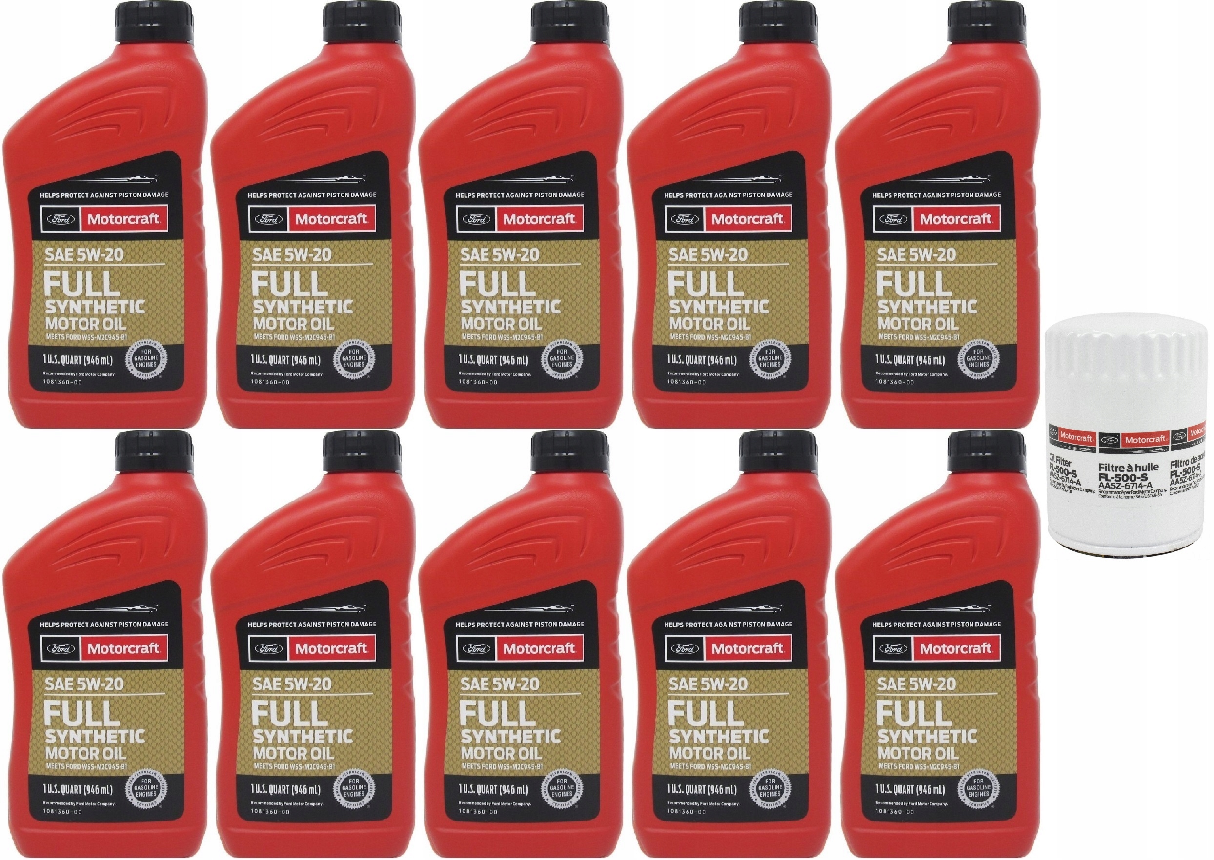 MOTORCRAFT 5W20 9,5L + FILTR MUSTANG 5,0 2018-2022